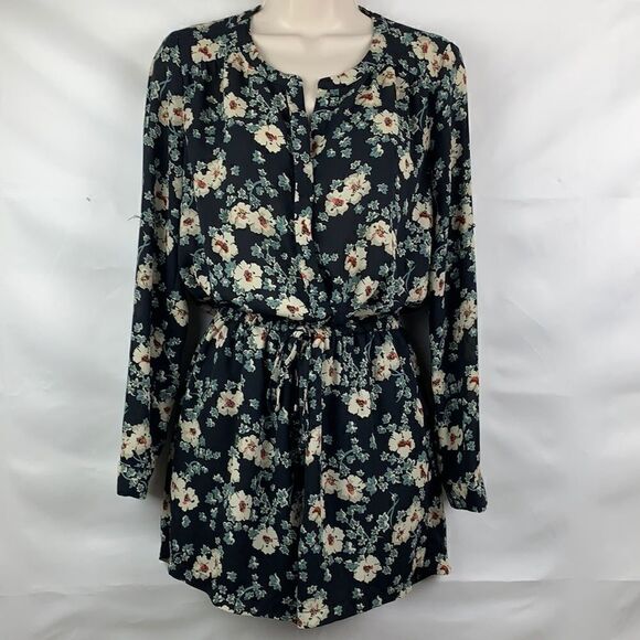 Daniel Rainn Black floral print long sleeve romper - Picture 1 of 14